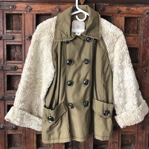 Anthropologie Army Green + Sequin Jacket